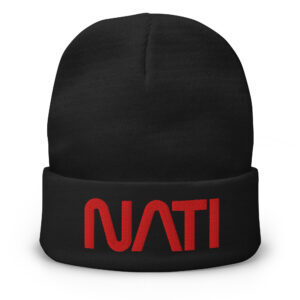 Red NATI Blk Beanie